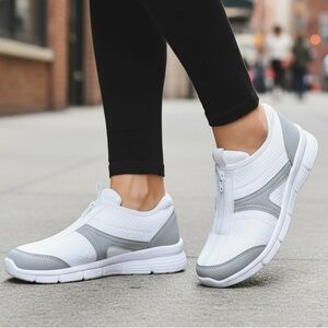 SJB Jacey Slip On Sneakers Women’s 9 Memory Foam Zip Comfort Walking Shoes